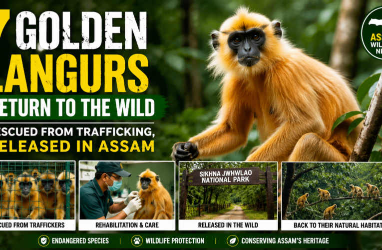 7 Endangered Golden Langurs Released Back Into the Wild in Assam After Trafficking Rescue